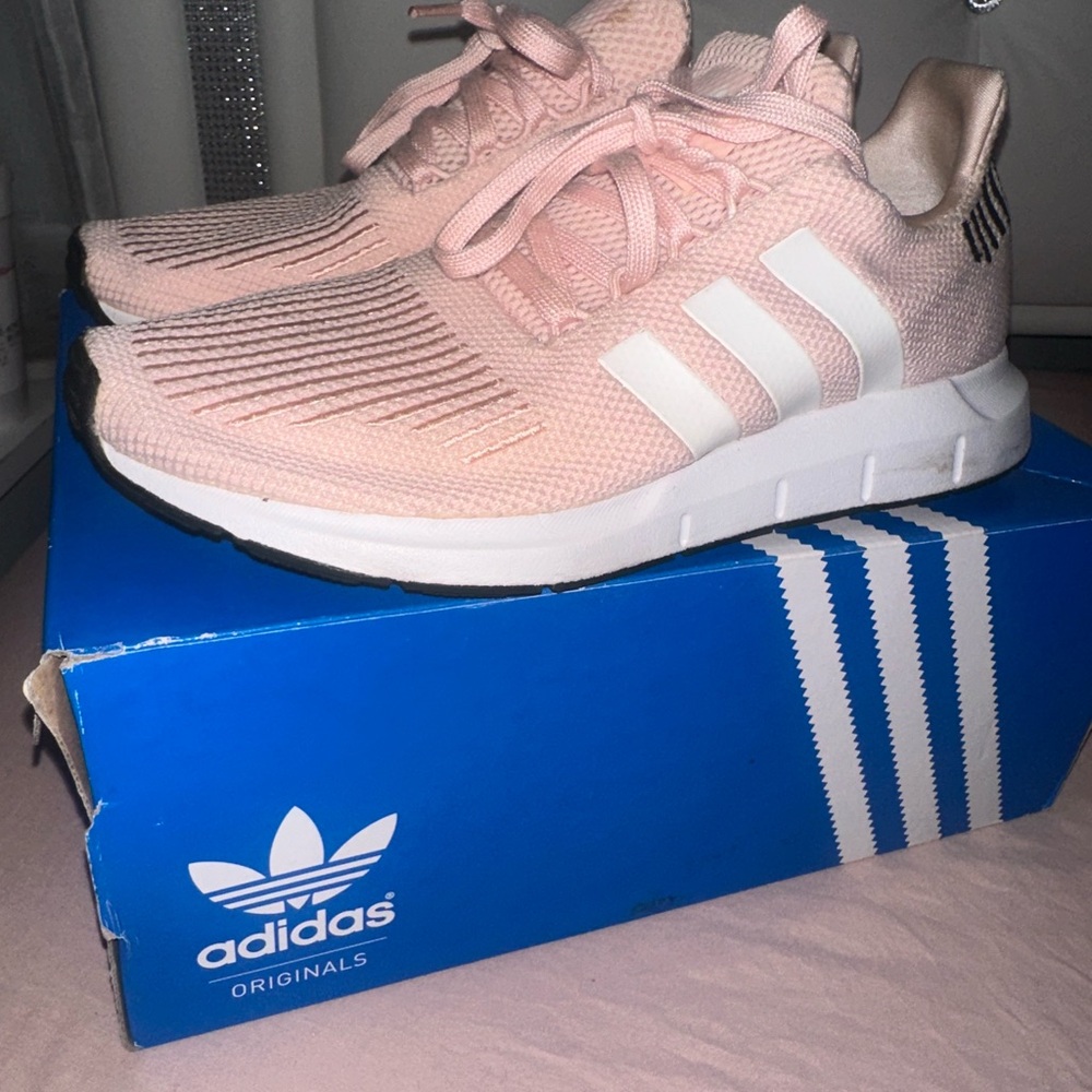 Adidas Pink and White Athletic Shoes